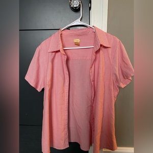 white and red button down shirt